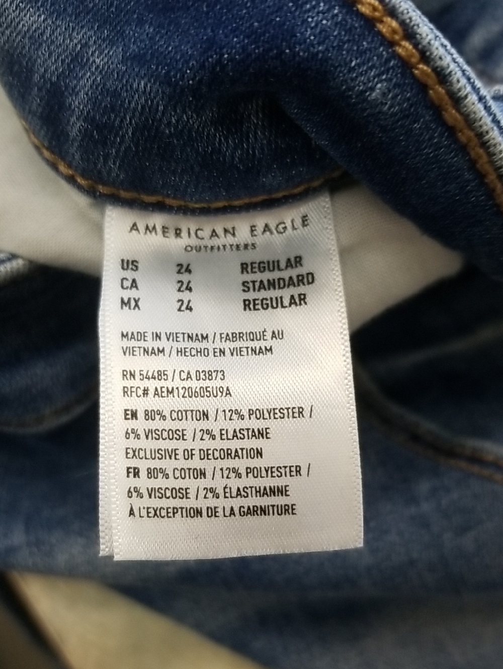 NWT American Eagle Light-Mid Blue Stretch Hi-Rise Skinny Kick Jeans Size 24 - Picture 6 of 7